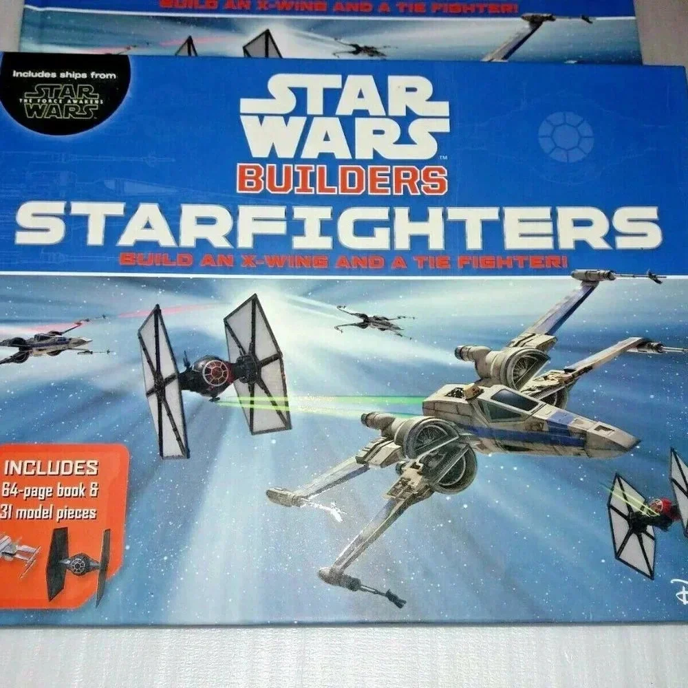 NEW Star Wars Builders STARFIGHTERS Paperback Build An X-Wing & Tie Fighter